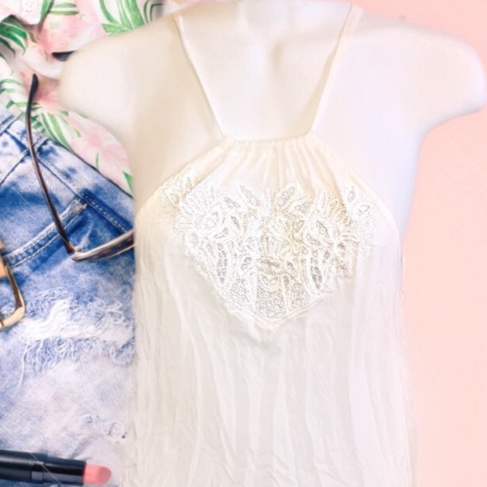 NWOT Mink Pink 90s style white tank top